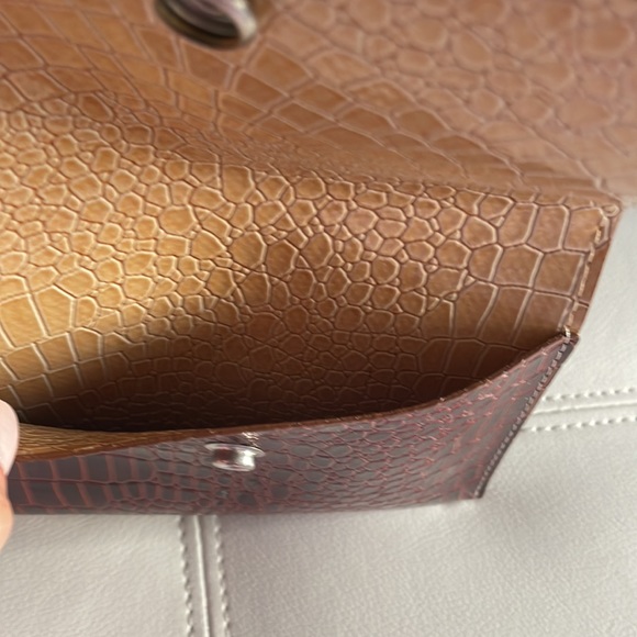 Croc print chocolate tote bag. Large - Picture 5 of 6